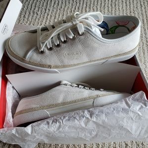 Coach Elen white tennis gym canvas shoes sneakers size 7.5